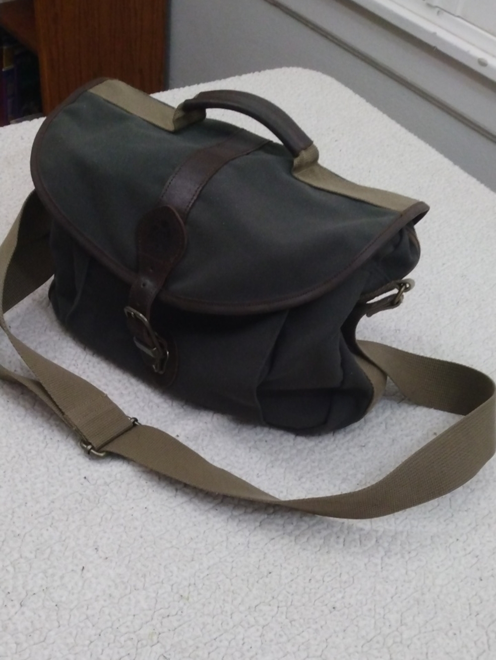 Lucas Forest Green/Brown Canvas & Leather Satchel/Messenger Bag
